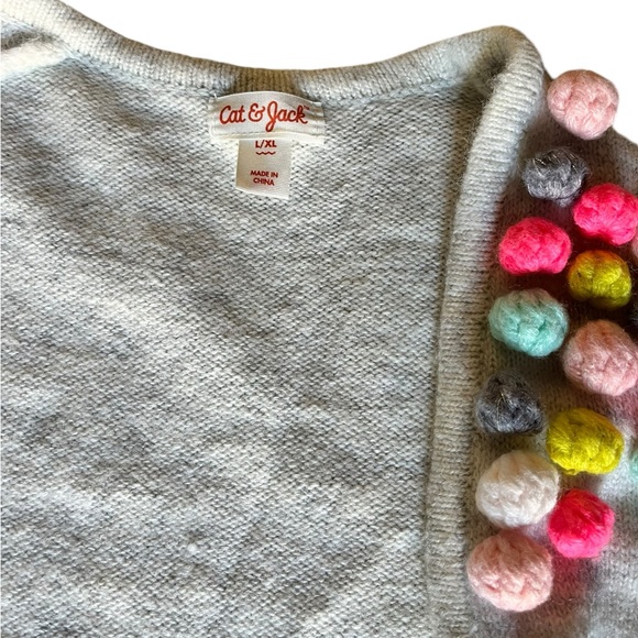 Girls Cat & Jack Pom Pom Poncho - Picture 3 of 4